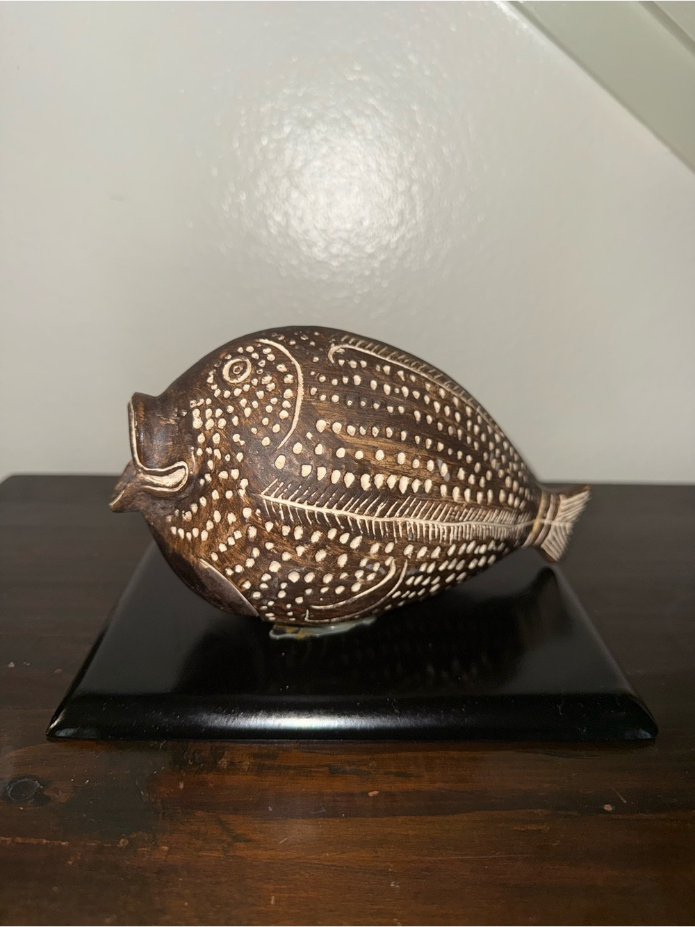 Handcrafted Brown Fish Sculpture Decorative Accent